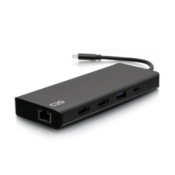 C2g Estación De Conexión Con Doble Pantalla Usb-c® 9 En 1, Hdmi®, Ethernet, Usb, Audio De 3,5 Mm Y Alimentación De Hasta 60 W - 4k 30hz (compatible Taa)