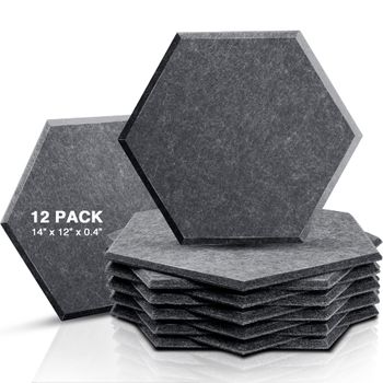 Pack De 12 Paneles Acústicos Hexágonos Con Borde Biselado 35 X 30 X 1 Cm Gris Oscuro Fstop Labs