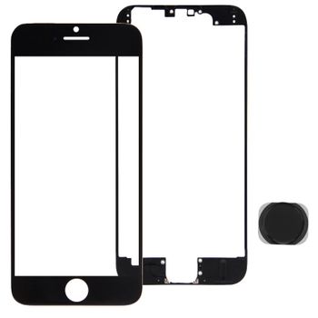 Reemplazo + Vidrio Front Frame Negro Lcd Screen + Clave Home Para Iphone 6 Plus