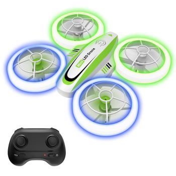 Drone De Control Remoto Con Luces De Colores Para Niños (modelo: S3 - Duración De La Batería: 8 Min - Verde)