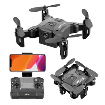 Mini Dron Plegable V2 Con Cámara Hd 1080p (3 Baterías - Duración De La Batería: 12 Min - Negro)