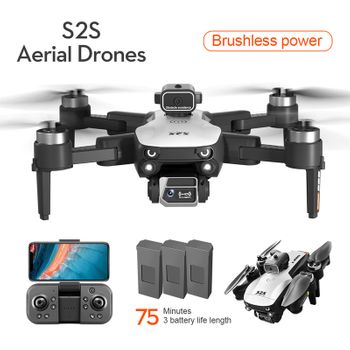 S2s Mini Drone Con Cámara Dual 4k, Cuadricóptero Plegable Sin Escobillas (3 Batería - Duración De La Batería: 25 Min - Blanco)