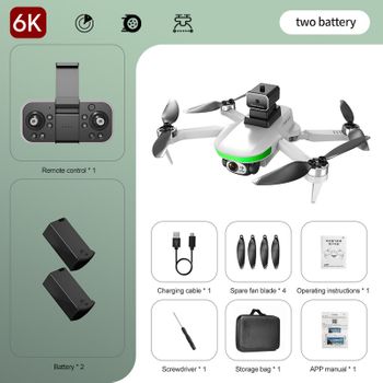 S5s Mini Drone Con Cámara 6k Hd Evitación De Obstáculos Con Láser (2 Baterías - Duración De La Batería: 18 Min - Blanco)