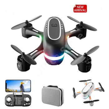 H28 Mini Dron Con Luz Led De Colores Con Cámara Dual 720p (1 Batería - Duración De La Batería: 8 Min - Negro)