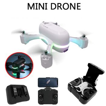 H28 Mini Dron Con Luz Led De Colores Con Cámara Dual 720p (1 Batería - Duración De La Batería: 8 Min - Blanco)