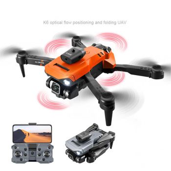 Dron Plegable K6 Pro Con Cámara Esc Dual 4k Evitación De Obstáculos De 360° (2 Baterías - Duración De La Batería: 15 Min - Naranja)