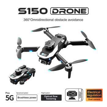 Dron Sin Escobillas S150 Con Cámara Dual 4k Evitación De Obstáculos De 360° (3 Baterías - Duración De La Batería: 18 Min - Negro)