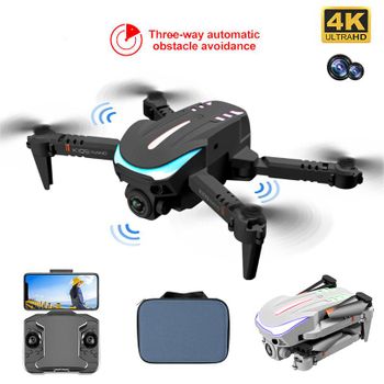 Mini Dron Plegable K109 Con Luz De Respiración Colorida De Cámara Dual 4k (3 Baterías - Duración De La Batería: 12 Min - Negro)