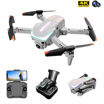 Mini Dron Plegable K109 Con Luz De Respiración Colorida De Cámara Dual 4k (batería 3 - Duración De La Batería: 12 Min - Gris)