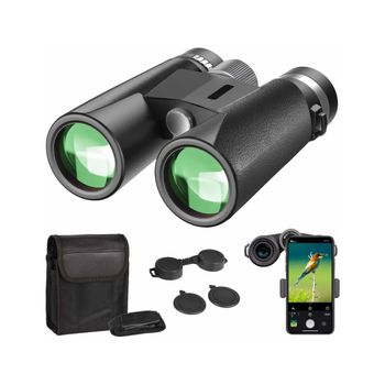 Potentes Binoculares Para Adultos, 12x42 Compact Hd Bak4 Prism Fmc Binoculares De Visión Nocturna Para Observación De Aves, Camping, -negro