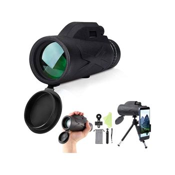 Monocular Portátil 12x50 Hd, Telescopio Monocular Impermeable Antivaho Con Trípode Con Adaptador Para Teléfono Inteligente, Para Observar-negro