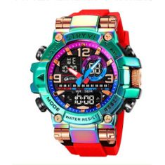 Veanxin Smartwatch Colorido Luminoso Electrónico Impermeable Reloj Deportivo -rojo