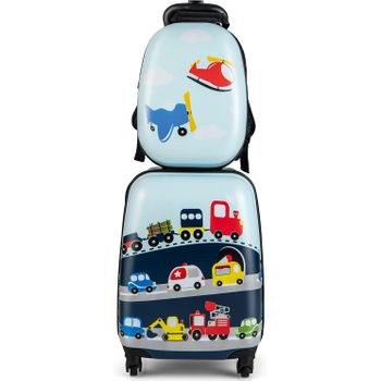 Juego De Maletas De Viaje Para Niños Con Ruedas, Maleta & Mochila Costway 47 X 33 X 22 Cm