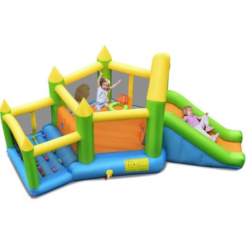 Casa De Rebote Inflable, Castillo Saltarín Para Niños Con Tobogán  Costway 477 X 241 X 208 Cm