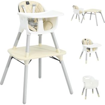 4 En 1 Trona Bebe, Silla Alta Convertible Multifuncional Para Bebés, Costway 53 X 42 X 53 Cm Beige