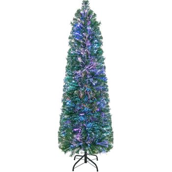 150cm Árbol De Navidad Artificial De Fibra Óptica, 190 Luces Led Costway 35 X 45 X 150 Cm