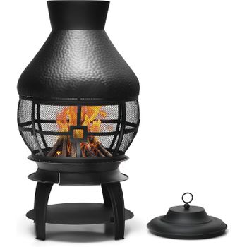 Chimenea De Leña, Fogón De Jardín Resistente Con Parrilla De Troncos De 2 Piezas Costway 51 X 51 X 110 Cm