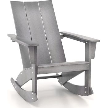 Silla Mecedora De Jardín, Mecedora Exterior Adirondack De Hdpe, Respaldo Curvo, Costway 93 X 56 X 90 Cm