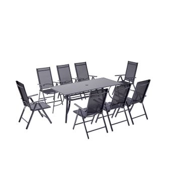 Outsunny Conjunto de Muebles de Jardín 9 Piezas de Ratán para Comedor Sillas  Apilables con Cojines Extraíbles Lavables Mesa de Vidrio Templado para  Exterior Patio Terraza Gris