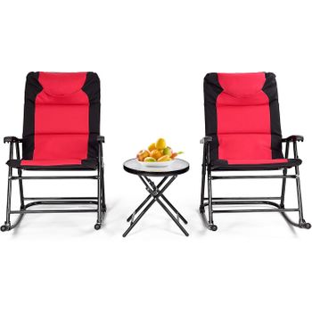 Set De 2 Sillas Y Mesa, Set De Mueble De Jardín, Costway 116 X 71 X 29 Cm Rojo