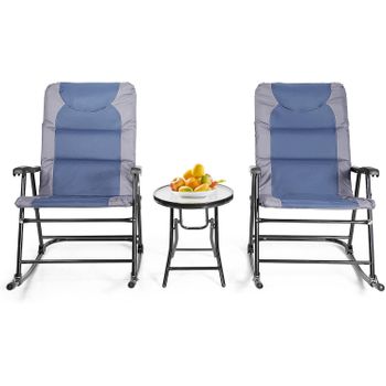 Set De 2 Sillas Y Mesa, Set De Mueble De Jardín, Costway 116 X 71 X 29 Cm Azul