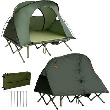 Tienda De Campaña Para 2 Personas, 4 En 1 Con Catre Costway 106 X 47 X 28 Cm Verde Militar