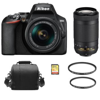 Nikon D3500 Kit Af-p 18-55mm F3.5-5.6g Vr + Af-p Dx 70-300mm F4.5-6.3g Ed Vr Dx + 32gb Sd Card + Camera Bag + Hoya 55mm Pro 1d Protector + Hoya 58mm Pro 1d Protector