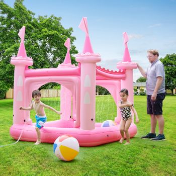 Teamson Kids Piscina Inflable/pelopincho Castillo Rosa Para Niños Tk-48271p-uk/e