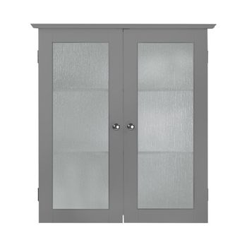 Mueble De Baño Pared De Madera 2 Puertas Vidrio Gris Ehf-581g 50,8 X 47 X 14 Cm