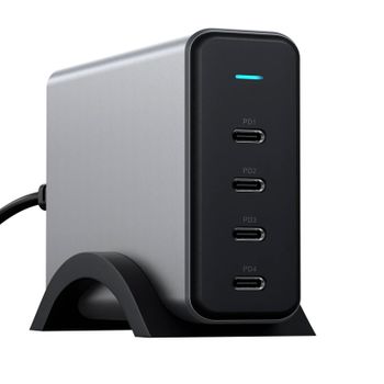 Cargador De Corriente Gan 165w 4 Usb-c Power Delivery Compacto Satechi Gris