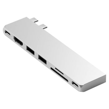 Hub Macbook Satechi Pro Slim Plata, Usb Usb-c Hdmi 4k Lector De Tarjetas