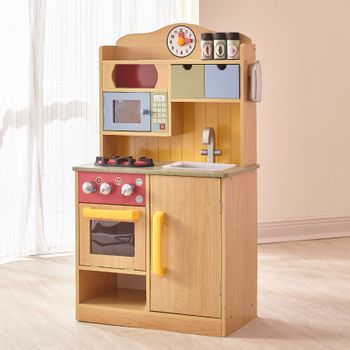 Cocina Infantil de Madera Little Kitchen Outdoor Toys 65x30x93 cm Blanca  con Accesorios Luces y Sonidos — PoolFunStore