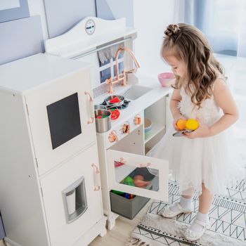 Cocina De Madera Infantil Con Accesorios 100x32x110 Cm Rosa