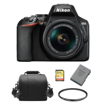 Nikon D3500 Kit Af-p 18-55mm F3.5-5.6g Vr + 32gb Sd Card + Camera Bag + En-el14a Battery + Hoya 55mm Pro 1d Protector