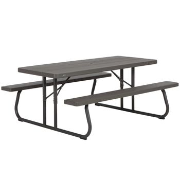 Mesa Con Bancos Plegable Ultrarresistente Marrón Lifetime 183x76x74 Cm Uv100