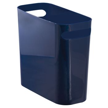 Cubo De Basura Pequeño De Plástico De 5,7 Litros, Asas Integradas, Azul Marino - Mdesign