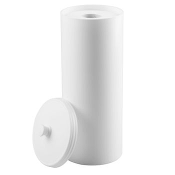 Bote Organizador De Plástico Para 3 Rollos De Papel Higiénico Con Tapa, Blanco - Mdesign