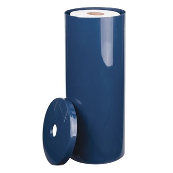 Organizador De Plástico Para 3 Rollos De Papel Higiénico Con Tapa - Azul Marino - Mdesign