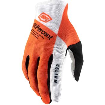 100% Guantes Celium Naranja Fluo/blanco