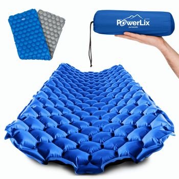 Colchoneta Hinchable Ultraligera Con Bolsa De Transporte Y Kit De Reparación Azul Powerlix