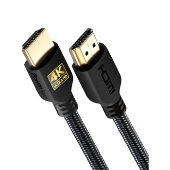 Cable Hdmi 4k 15m Alta Velocidad, Nylon Trenzado Y Conectores De Oro Powerbear