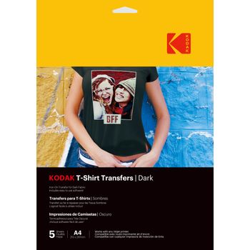 Kodak T-shirt Transfers 3510553 - Camiseta Para Crear Y Personalizar, Software Incluido, Larga Duración Y Resistente A La Decoloración - Negro