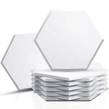 Pack De 12 Paneles Acústicos Hexágonos Con Borde Biselado 35 X 30 X 1 Cm Blanco Fstop Labs