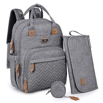 Mochila Para Pañales Con Cambiador Portátil Gris Dikaslon