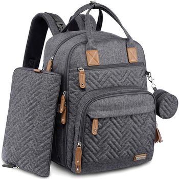 Mochila Para Pañales Con Cambiador Portátil Gris Oscuro Iniuniu