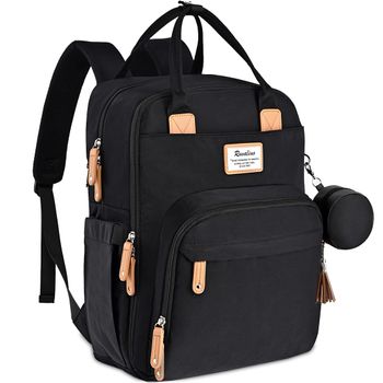 Mochila Para Pañales Con Cambiador Portátil Negro Ruvalino