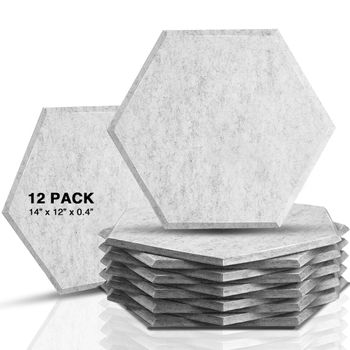 Pack De 12 Paneles Acústicos Hexágonos Con Borde Biselado 35 X 30 X 1 Cm Plateado Fstop Labs