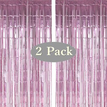 Pack 2 Cortinas Decorativas Metalizada Rosa 1 X 2.5 M Twinkle Star