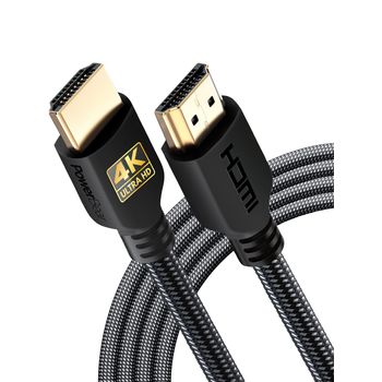 Cable Hdmi 4k 3m Alta Velocidad, Nylon Trenzado Y Conectores De Oro Powerbear