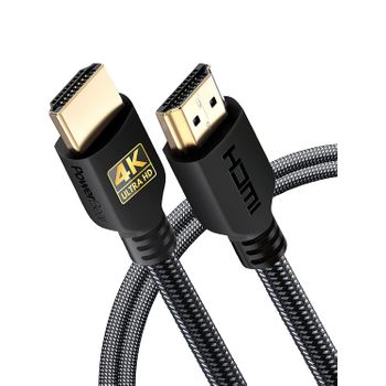 Cable Hdmi 4k 2m Alta Velocidad, Nylon Trenzado Y Conectores De Oro Powerbear